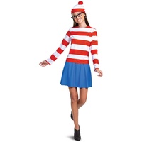 Disguise 119489F Wheres Waldo Halloween, offizielles Wenda-Kostüm-Set für Erwachsene, mit Hemd und Rock, Outfit, mehrfarbig, Größe XL