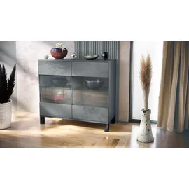 Vladon Bari Büroschrank 92,5 x 84,5 x 35 cm grau/Beton Dunkel Optik