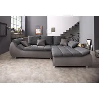 Home Affaire "Imola, bequem, aktuelle Steppung im Sitz, L-Form, Breite 270cm", grau (grau, dunkelgrau), B:270cm H:90cm T:170cm, Microfaser PRIMABELLE (100% Polyester) / Struktur (82% Polyester, 9% Viscose, 7% Baumwolle, 2% Nylon);Kunstleder SOFTLUX /