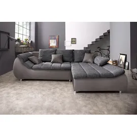 Home Affaire "Imola, bequem, aktuelle Steppung im Sitz, L-Form, Breite 270cm", grau (grau, dunkelgrau), B:270cm H:90cm T:170cm, Microfaser PRIMABELLE (100% Polyester) / Struktur (82% Polyester, 9% Viscose, 7% Baumwolle, 2% Nylon);Kunstleder SOFTLUX /