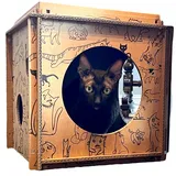 Premium Katzenhaus aus recyclebaren Kartonwürfeln (1-Würfel)