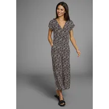 LAURA SCOTT LAURA SCOTT, Damen, Gr. 44, N-Gr, schwarz (schwarz, sand, geometrisch), Jersey, Obermaterial: 95% Viskose, 5% Elasthan, gemustert, figurumspielend wadenlang, V-Ausschnitt, Overalls Jumpsuit, mit geometrischem Muster