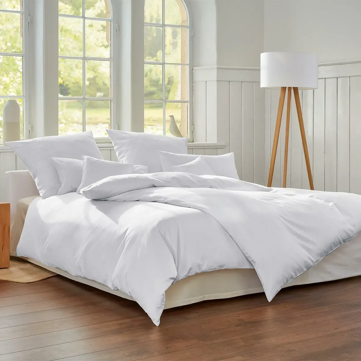 Cotonea Bio Hotelbettwäsche Satin Classic Kissenbezug einzeln 80x80 cm | weiss - weiß