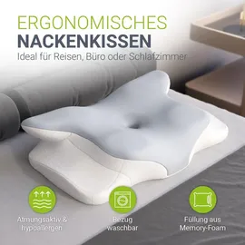 Juskys Nackenkissen 2er Set 40 x 80 cm Weiß/Grau