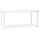 Kadima Design Bürotisch Glas | 160 x 80 cm | Moderner Arbeitstisch | Chromelemente, Belastbar 120kg | Weiß - Weiß