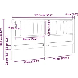 vidaXL Gepolstertes Kopfteil Weiß 160 cm Massives Kiefernholz