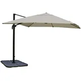 MCW Ampelschirm A96 3,5x3,5m Alu Creme-Grau mit Ständer Drehbar