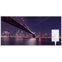 Heidenfeld Infrarotheizung HF-HP105, mit Bild, 16 Motive, 10 J. Garantie, Thermostat, Wandmontage (1000 Watt, Brooklyn Bridge)