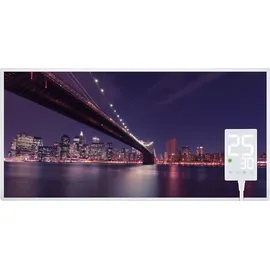 Heidenfeld Infrarotheizung HF-HP105, mit Bild, 16 Motive, 10 J. Garantie, Thermostat, Wandmontage (1000 Watt, Brooklyn Bridge)
