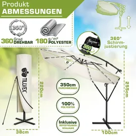 TRESKO Ampelschirm Ø 350 cm Beige