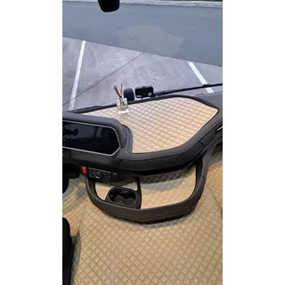 LKW-Fußmatten + Armaturenbrettmatte für Linkslenker, passend für DAF XG 106 2021+ Euro 7 Automat, 2 pneumatische Sitze, beige, Öko-Leder