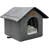Vinnypet Katzenhaus Für Draußen Winterfest Wasserdicht Wetterfester Katzenhöhle Haustierhaus mit Plüschkissen Warm Hundehöhle Waschbar Hundehaus Tierheim Für Streuner Haustiere 40x40x45