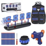 FOR21JOYS Zielscheibe für Nerf Pistole,Ziel mit Taktische Weste,1 Kinder Gewehr und 20 Darts Nerf Zubehör Set,Geschenke Spielzeug für 6 7 8 9 10 Jahre Kinder Junge Geburtstagsgeschenke