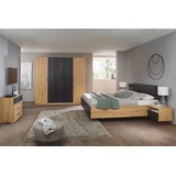 RAUCH Schlafzimmer-Set "Miro" Schlafzimmermöbel-Sets Gr. H: 210 cm, Bett 180 x 200 cm-Schrank 226 cm + ohne Matratze, B/H: 180 cm x 200 cm, braun (eiche artisan, black oak) Komplett Schlafzimmer