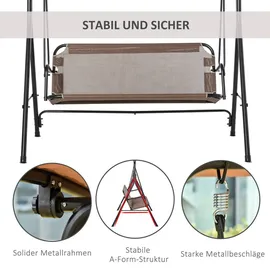Outsunny Hollywoodschaukel Braun 3-Sitzer