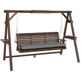 Outsunny Hollywoodschaukel Braun 3-Sitzer