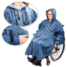 Rolko Regencape ROLKO-rainPRO für Rollstuhl mit Ärmeln blau