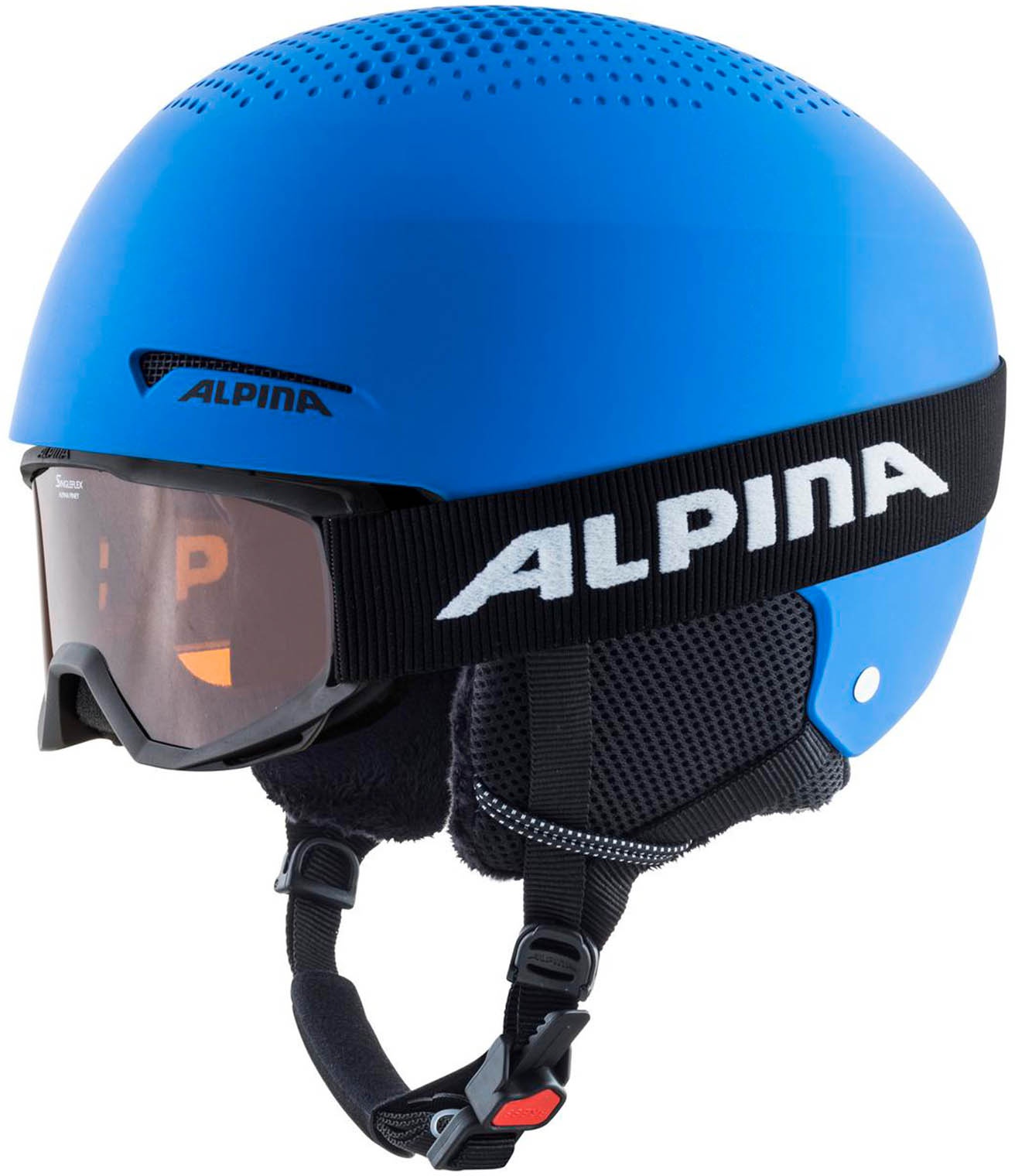 Alpina Zupo Set Kinder Skihelm + Piney Skibrille blau