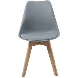 Svita MATS 2er Set Esszimmerstühle Küchenstühle Holz Lehne Kunstleder Grau