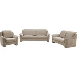 Polstergarnitur VILLA BECK "Garda", beige (2 stone), Flachgewebe, Kopfteilverstellung, Sitzmöbel-Sets, Kopfteilverstellung, besteht aus 2,5-Sitzer, 2-Sitzer und Sessel