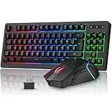 Rewurnth Kabellose Gaming Tastatur und Maus Set, DE Layout QWERTZ 75% TKL RGB Beleuchtet, Wiederaufladbare Ergonomische Gaming Maus, Kompaktes Keyboard für PC, Mac, Xbox,PS5