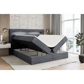altdecor BOXBETT LED mit H4-Matratze und Lattenrost - NOEL GOLD - 160x200 Dunkelgrau