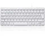 Perixx PERIBOARD-332 Kabelgebundene USB-Tastatur mit Hintergrundbeleuchtung - Mini Mac-Tastatur - dünne Scherentasten mit großen Zeichen - weiße beleuchtete LEDs - Italienisches Layout