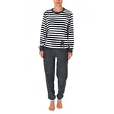 Normann Pyjama Normann Damen Frottee Pyjama mit Bündchen in Tupfen- und Ringeldesign 60-62