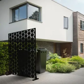 ML-Design Metall-Sichtschutz Milano 120x180 cm, aus Stahl, Raumteiler 3 Paneele, Trennwand erweiterbar mit Ständer, Paravent freistehend, Deko Sichtschutzwand wetterfest für Garten Balkon Terrasse