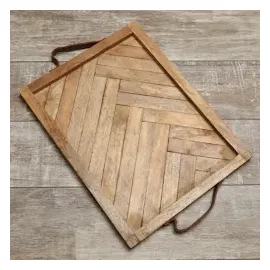 MARELIDA Tablett Holz natur Kerzentablett Serviertablett rechteckig Mangoholz Deko 41cm