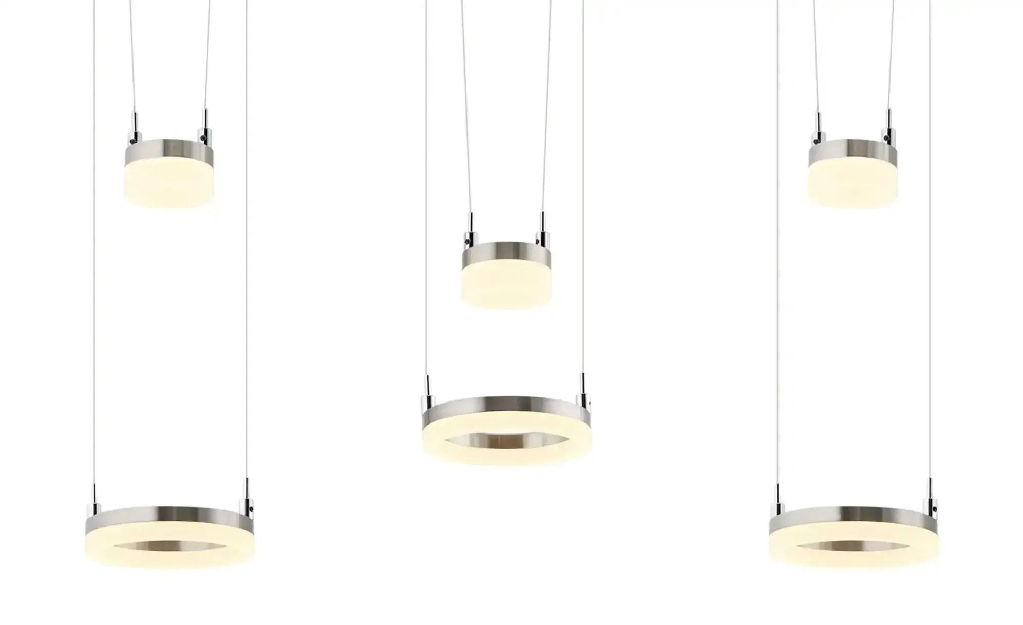 Meisterleuchten LED-Pendelleuchte  6-flammig  nickel matt   , silber , Maße (cm): B: 82 H: 150 T: 15.0