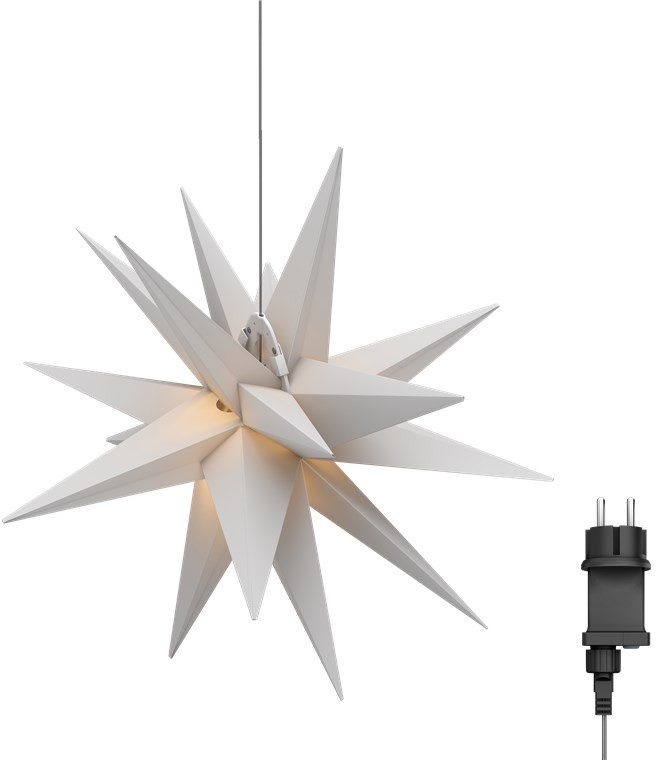 Goobay LED-Weihnachtsstern 3D, Ø 56 cm, 4,5-V-Außentrafo - Außenstern mit Timer und 18 Zacken, warmweiß (3000 K), aus wetterfestem Kunststoff (IP44), Kabel 9,5 m