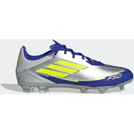 adidas F50 League Messi FG/MG Unisex Silver Metallic/Solar Yellow/Lucid Blue 47 1/3