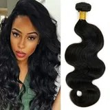 Body Wave Bundles Human Hair Menschliches Haar Brasilianisches Echthaar Tressen Brazilian Virgin Hair Bundles Natural Black Color Single Bundle Human Hair 100g 10 Inch