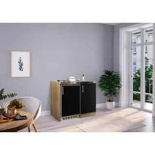 Respekta Miniküche Singleküche Pantry Eiche schwarz Levin 100 cm