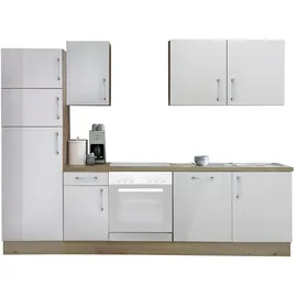 Roller Küchenzeile 270 cm weiß hochglanz/artisan eiche