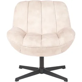 Beliani Drehsessel LIA Samt 70 x 75 x 70 cm Beige mit Hocker