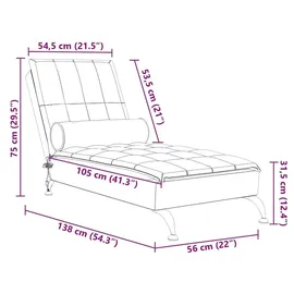 vidaXL Massage-Chaiselongue mit Nackenrolle hellgrau
