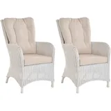 Krines Home Ohrensessel 2er Set Moderner Rattan Wintergartensessel mit hoher Rückenlehne (2er-Set, 2-St., 2er-Set), Ohrenbackensessel Sessel Esszimmer mit Armlehne weiß