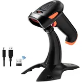 Tera Barcode-Scanner 1D 2D QR 3 in 1 Wireless 2.4 GHz/Bluetooth/USB Wired mit Ständer/Halterung, HW0001