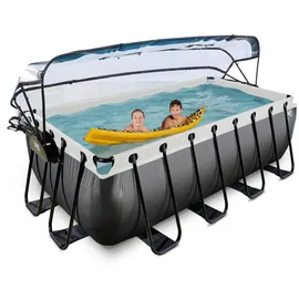 EXIT TOYS Black Leather Pool 400 x 200 x 122 cm inkl. Sandfilterpumpe und Abdeckung
