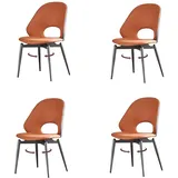 HGTRH EsszimmerstüHle Modernes Design Muschel Form, KüChenstüHle Gepolstert 2er 4er 6er Set, Esszimmerstuhl Drehbar mit Armlehne Leder 360°,mit rutschfest Und GeräUschlos Metallbeinen Orange 4pcs