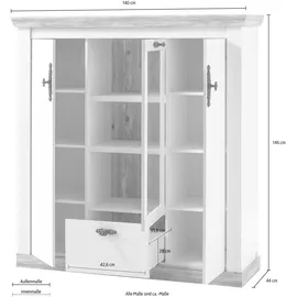 Home Affaire Highboard HOME AFFAIRE "Florenz", weiß (pinie weiß), B:140cm H:146cm T:44cm, Sideboards, Highboard, im romantischen Landhaus-Look, Breite 140 cm