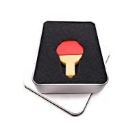 Onwomania Tischtennis Schläger Sport in Rot USB Stick in Alu Geschenkbox 64 GB USB 3.0
