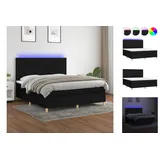 vidaXL Boxspringbett mit Matratze & LED Schwarz 180x200 cm Stoff