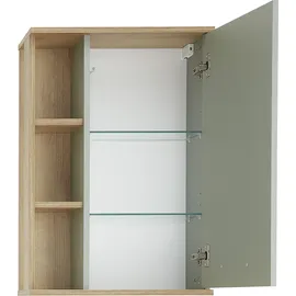 Saphir Hängeschrank SAPHIR "Quickset Badschrank 50,5 cm breit mit 1 Tür und 2 Glas-Einlegeböden", braun (riviera eiche, salbei nachbildung), B:50,5cm H:74,5cm T:20,5cm, Holzwerkstoff, Schränke, Hängeschrank, Badezimmer-Hängeschrank inkl. Türdämpfer, Holzgriffe