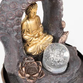 Lemodo Zimmerbrunnen mit LED-Beleuchtung, Dekobrunnen “Buddha mit Lotusblüte” für die Wohnung