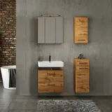 Lomadox - Badezimmer Set in Wotan Eiche Nb. mit Spiegelschrank und led Beleuchtung, b/h/t: ca. 120/200/35 cm