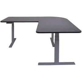 Mendler Eckschreibtisch HWC-D40 Schwarz / Grau