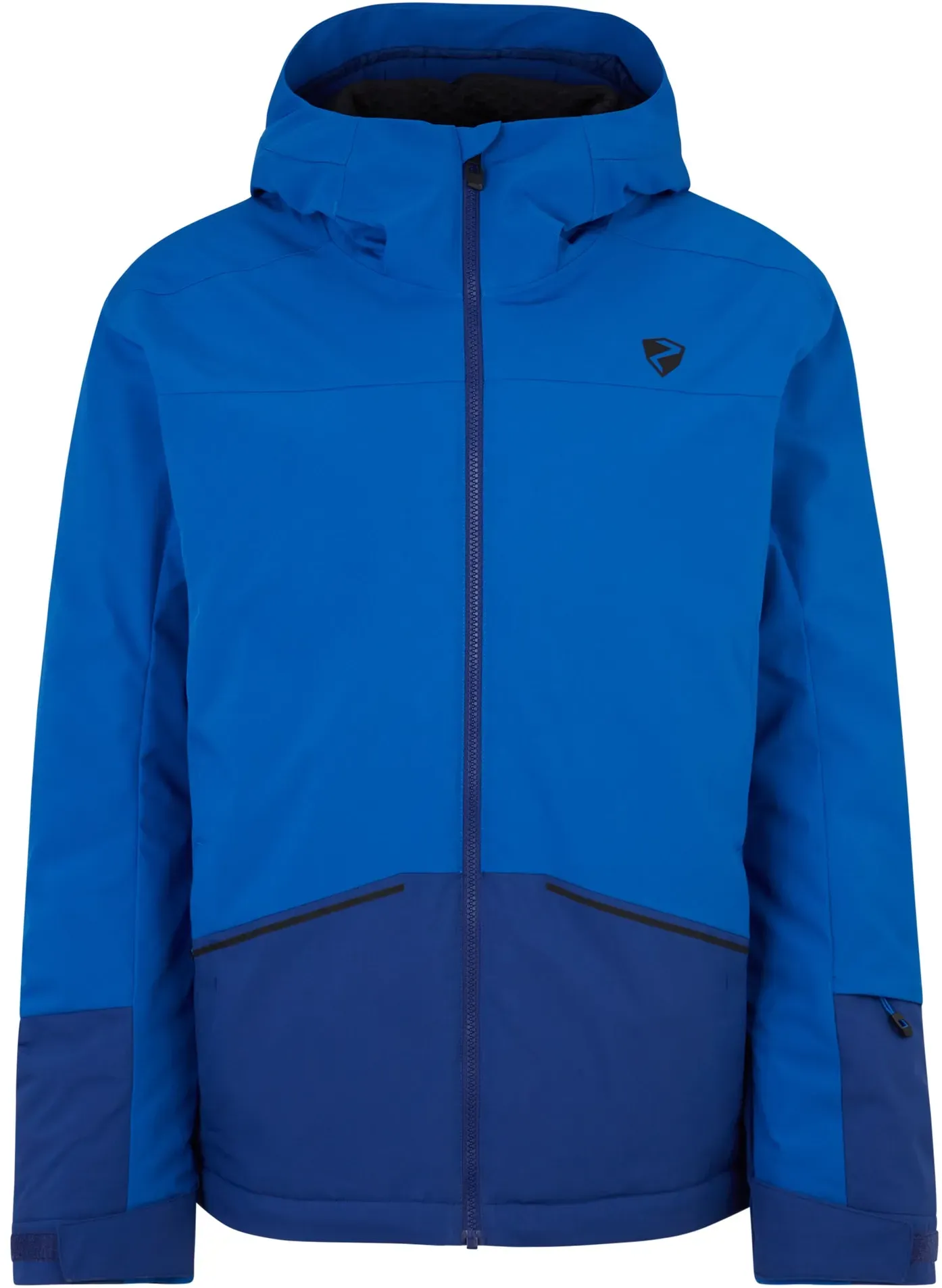 Skijacke ZIENER "TIMBARRA", Herren, Gr. 58, blau (mittelblau), Farbe: cobalt blue: Obermaterial: 100% Polyester recycled, Farbe: cashew ripstop, schwarz: Obermaterial: 1. 60% Polyester, 40% Polyester recycled, 2. 100% Polyester recycled;Futter: 1. 100% Polyamid, 2. 100% Polyester;Wattierung: 100% Polyester, Jacken